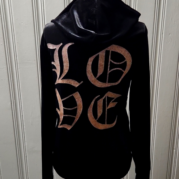 SALE PRICED! Material Girl Black Velvet Hoodie - Picture 1 of 4